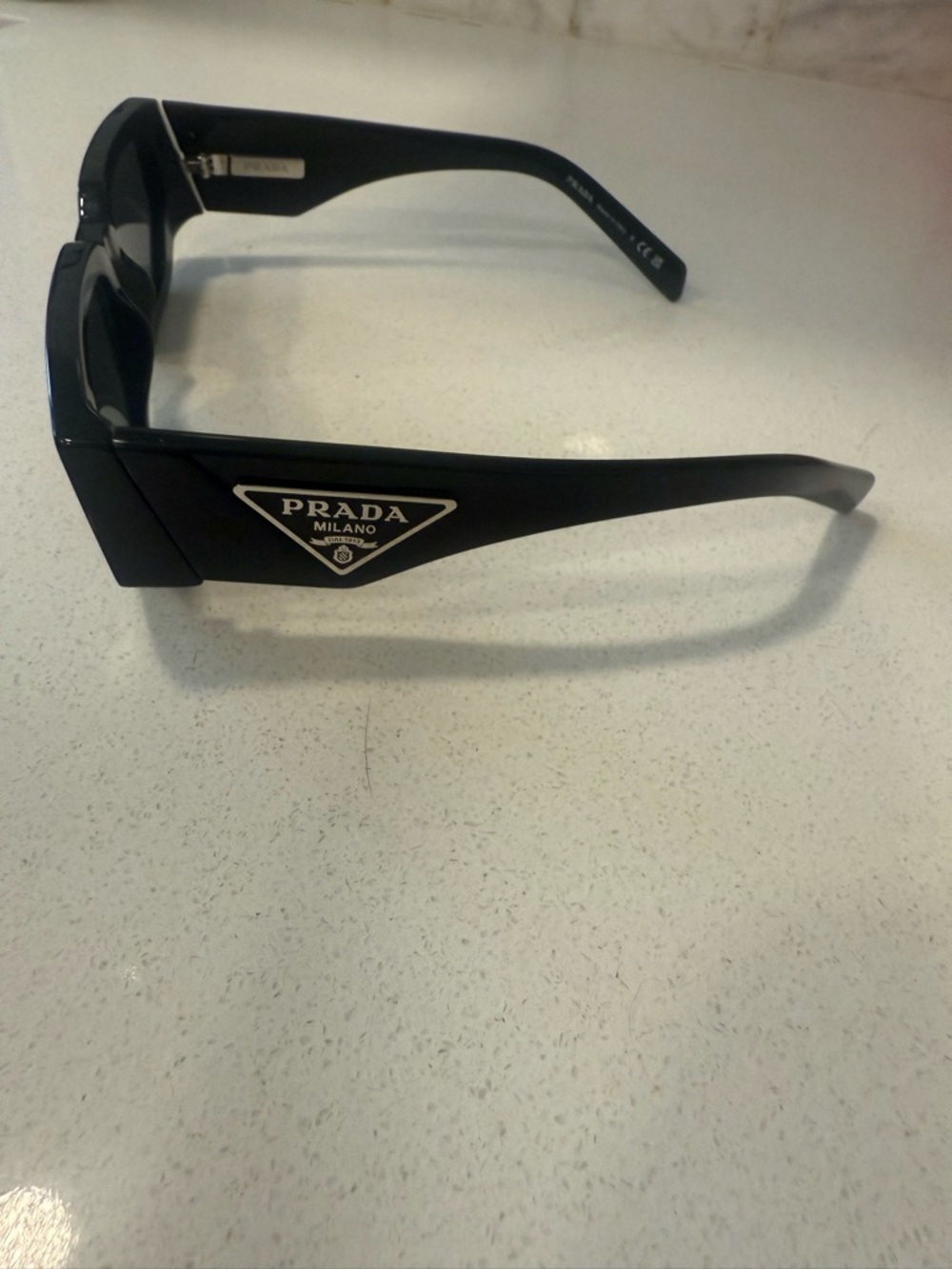 Prada Black Logo Triangle Arm Sunglasses